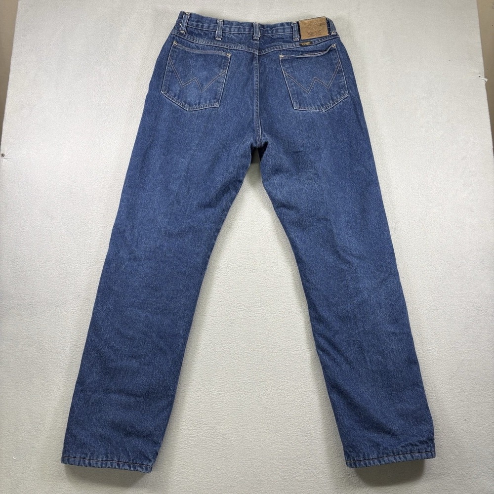 Wrangler Rugged Wear Flannel Lined Jeans Mens 36x32 Blue Denim Made In USA 1991 - Picture 2 of 8